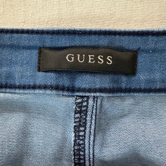 Guess Womens Mini Skirt Size 30 Blue Denim Stretchy Tie Front High Rise - Picture 5 of 8